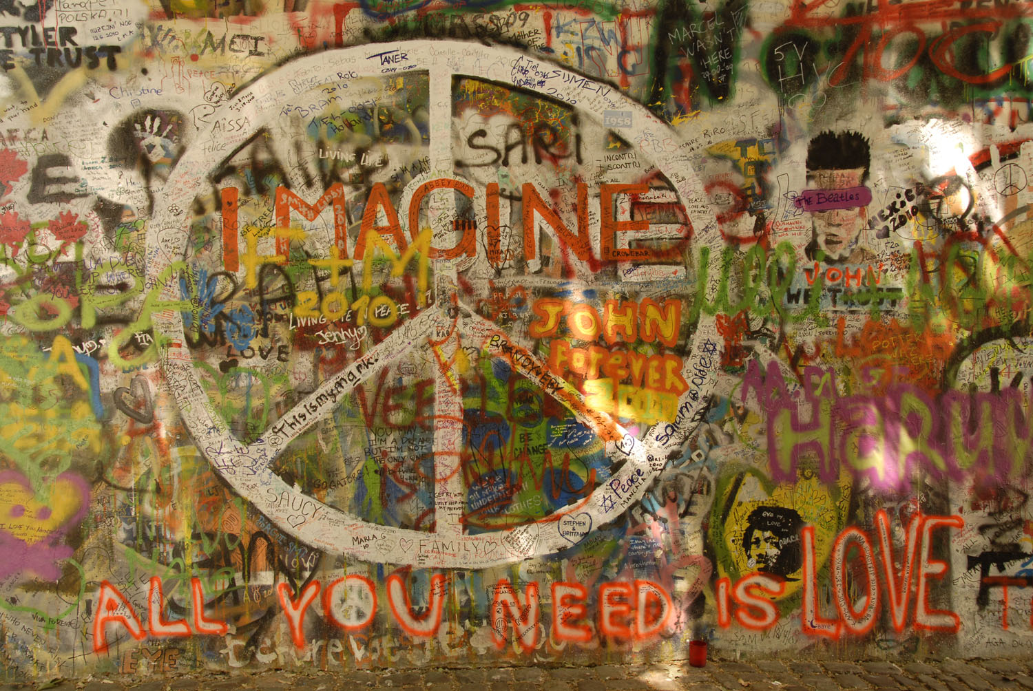 all you need is love, imagine, lennon wall, prague